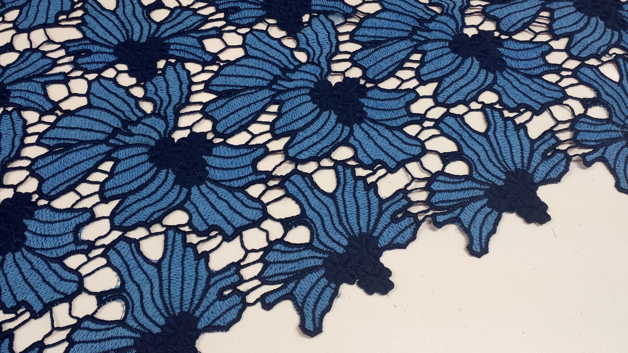 Dark blue lace fabric - Guipure lace - lace fabric from